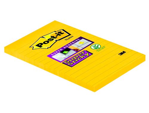 Bloco de notas adesivas post-it super sticky raiado amarelo ultra 102x152 mm , Post-it , 150374 , 4001895877131